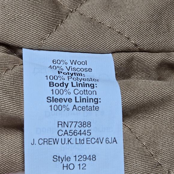 J Crew Pea Coat Mens Small Navy Wool Blend Quilted Lined Double Breasted Jacket - Picture 11 of 12